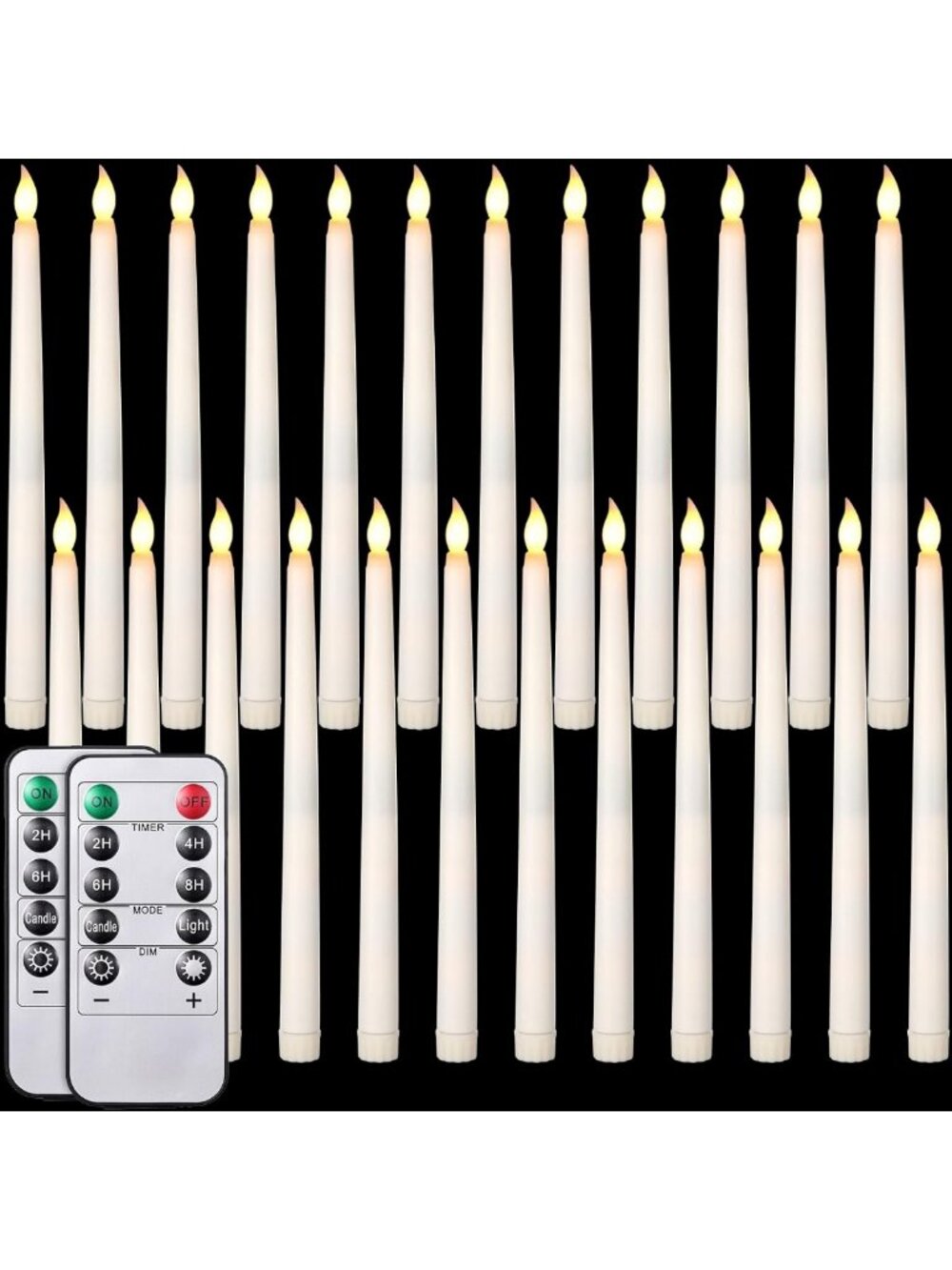24 Pack LED Flameless Taper Candles with Remote & Timer - Warm White, 11 Inch